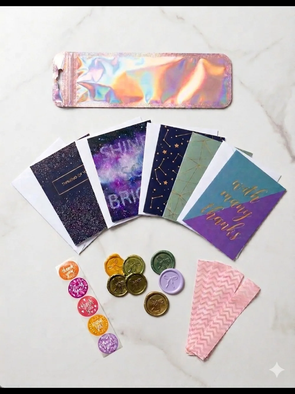 ​🌌 Celestial Assorted Thank You Cards & Stationery Set